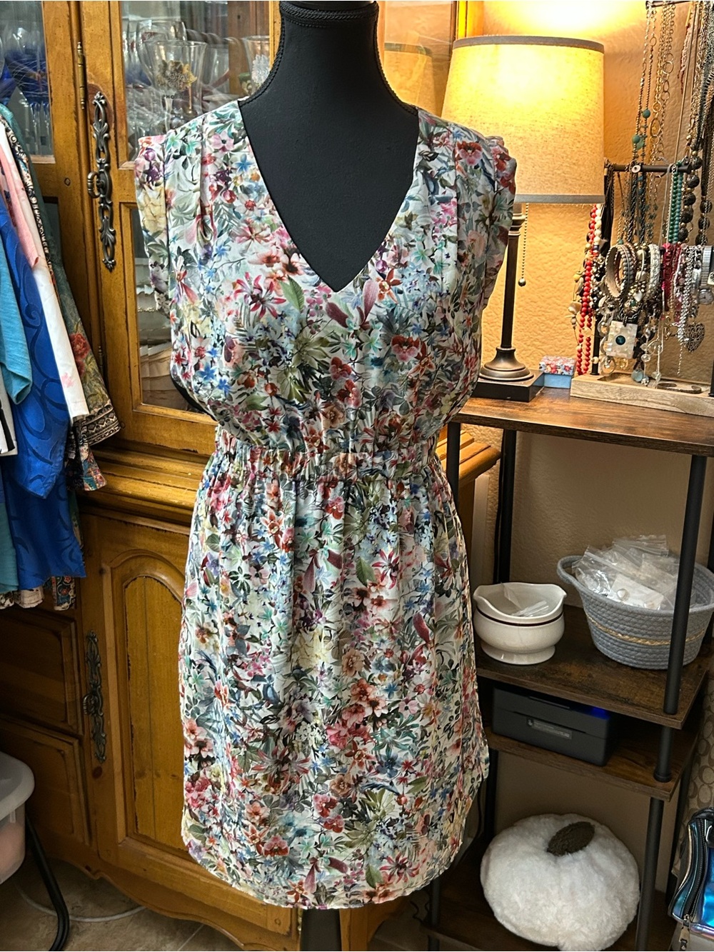 Zara Multicolor Floral V-Neck Sleeveless Mini Dress